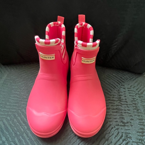 Hunter For Target ankle barbie pink white stripe rain boots booties shoes - Picture 8 of 12